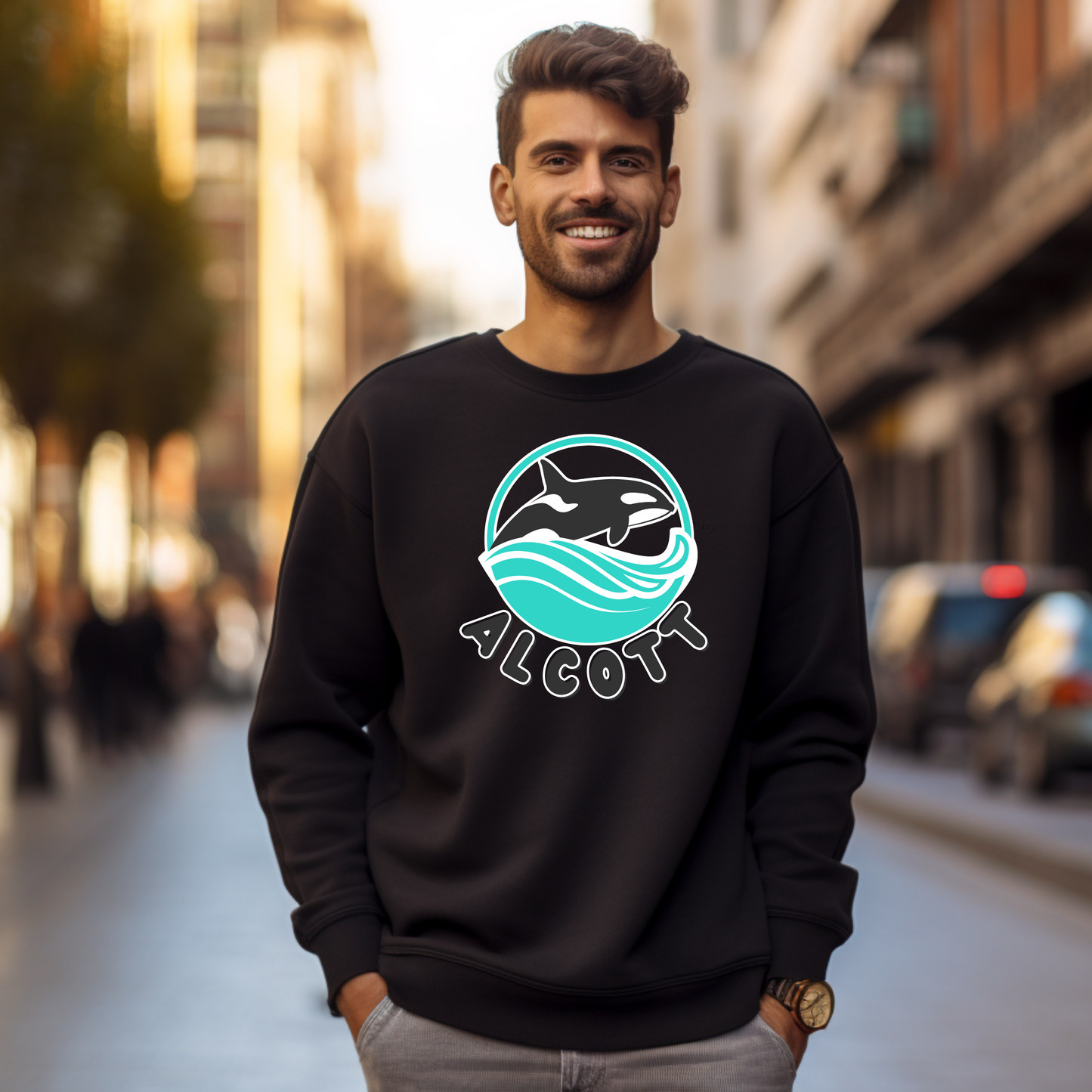 Orca Waves Crewneck Sweatshirt