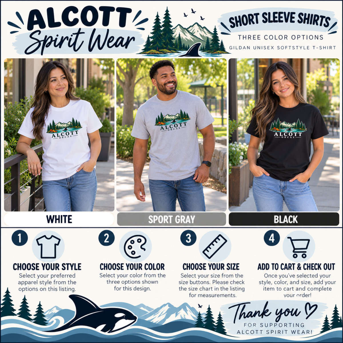 November Evergreen Orcas | Alcott Staff